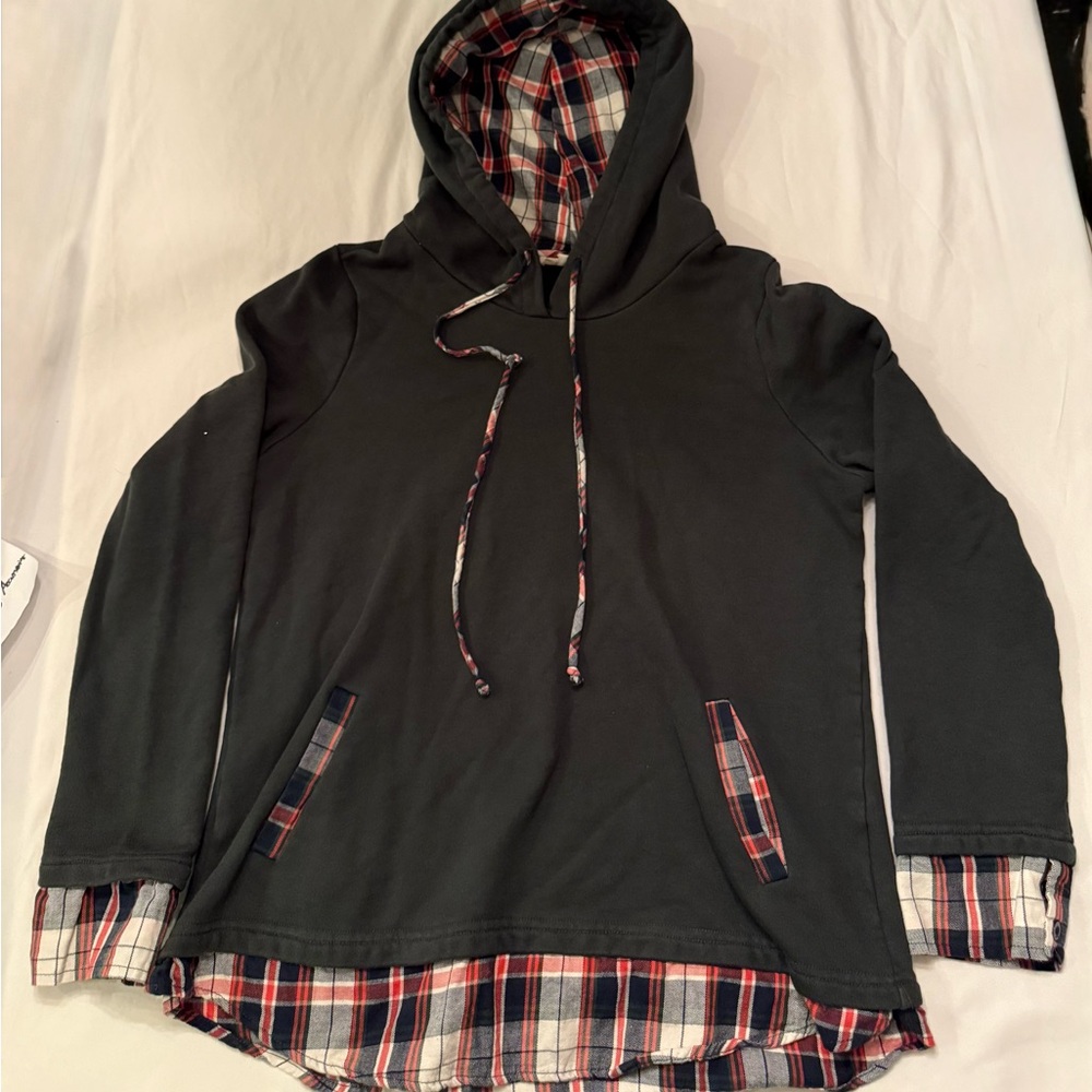 Crescent Black and Red Plaid‎ Accent Sweater